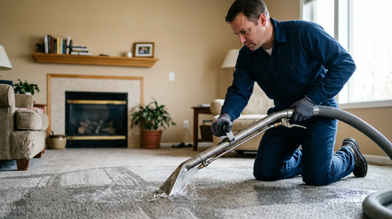 Water damage restoration technician working near Mcfarland, KS